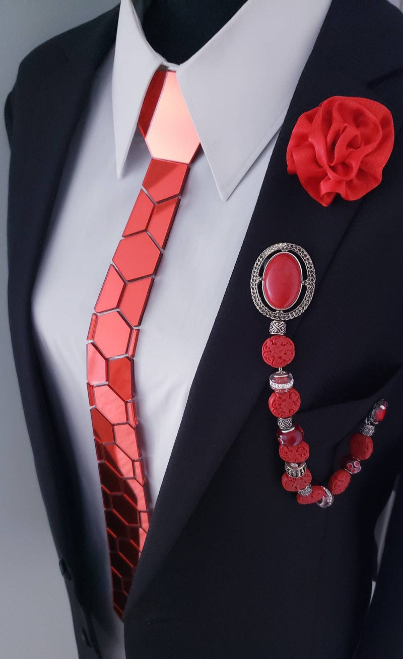 Red Mirror Acrylic Neckties