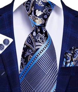 Men's Silk Necktie | Pocket Square | Woven Cufflink Set AT023