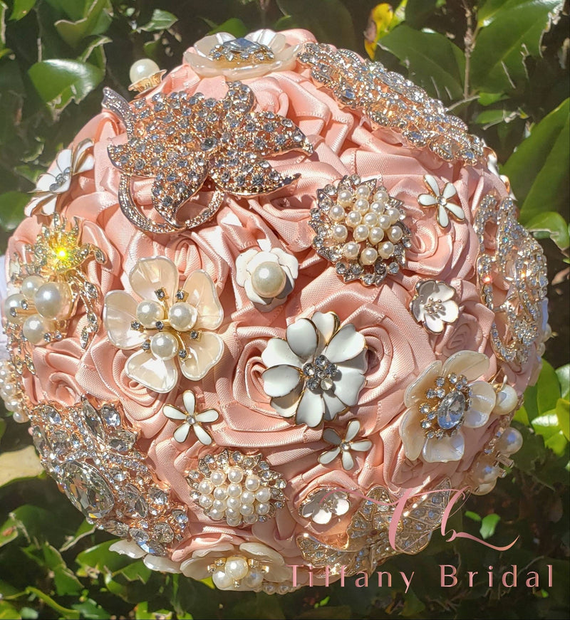 Mauve Wedding Brooch Bouquet