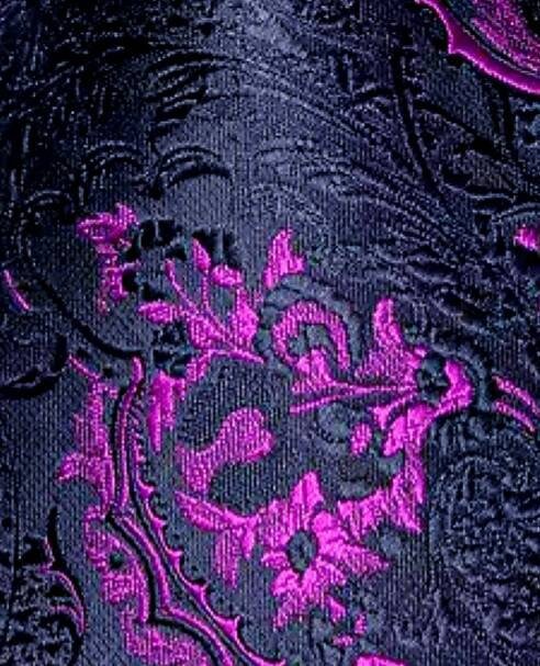 Men's Silk Necktie | Pocket Square | Woven Cufflink Set Black/Orchid