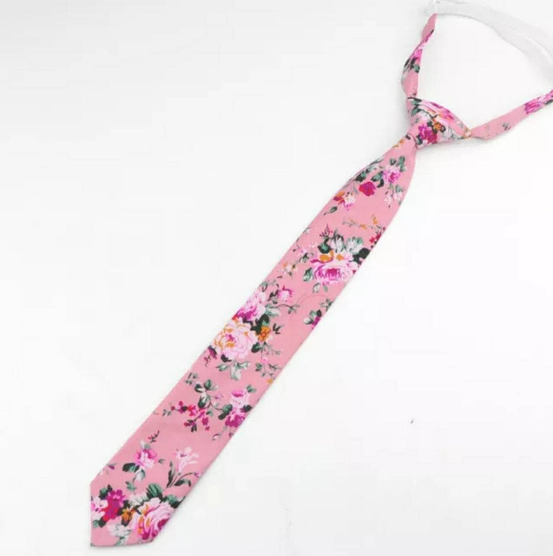 Kids Adjustable Floral Necktie | Children  Blue, Pink, Black