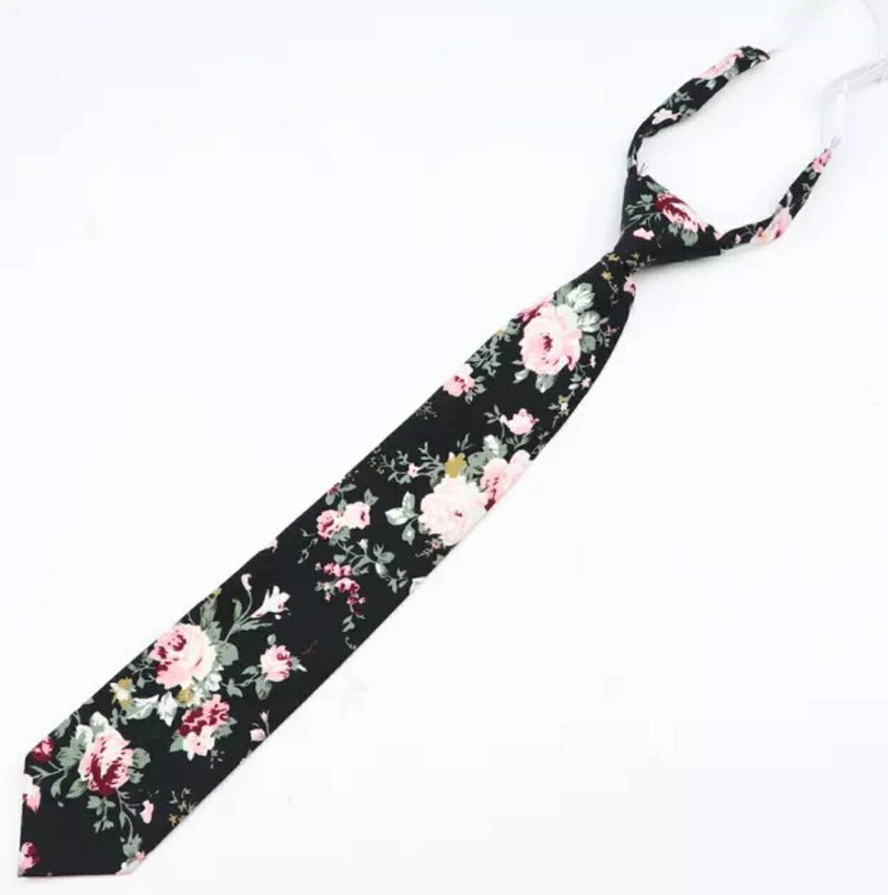 Kids Adjustable Floral Necktie | Children  Blue, Pink, Black