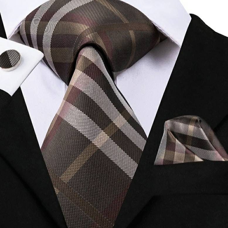 Men's Silk Necktie | Pocket Square | Woven Cufflink Set