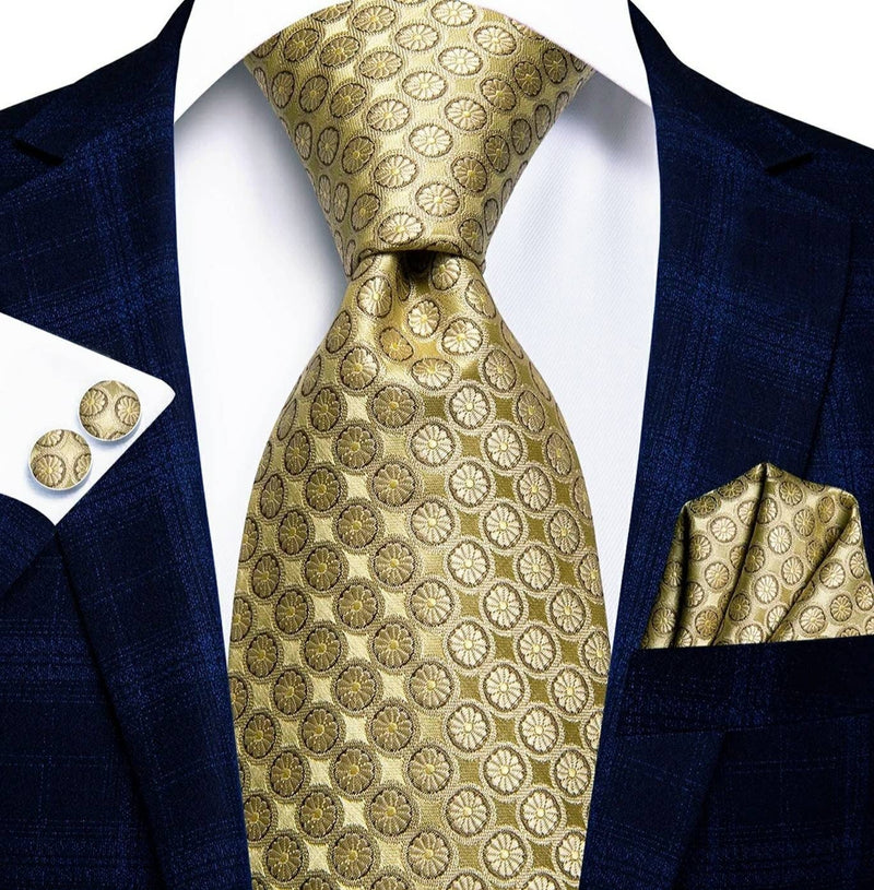 Men's Silk Necktie | Pocket Square | Woven Cufflink Set AT038