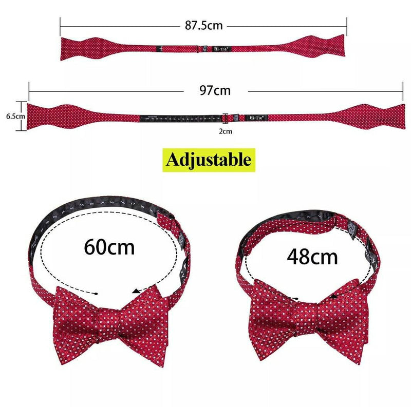 Silk Bowtie (Self-Tie) & Pocket Square with Woven Cufflink Set Black/Silver