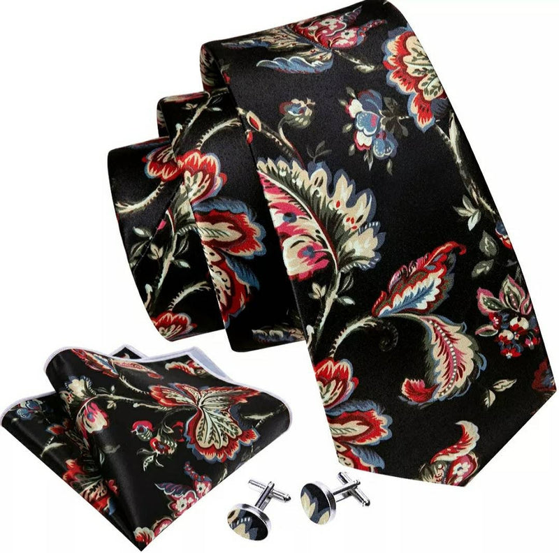 Men's Silk Necktie | Pocket Square | Woven Cufflink Set AT041