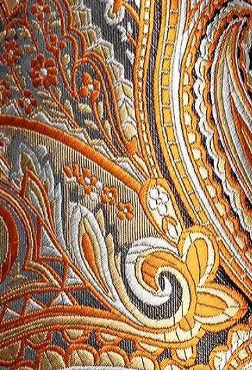 Men's Silk Necktie | Pocket Square | Woven Cufflink Set Orange/White/Grey