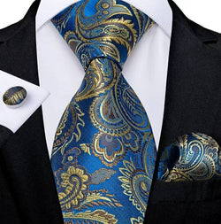 Men's Silk Necktie | Pocket Square | Woven Cufflink Set AT040