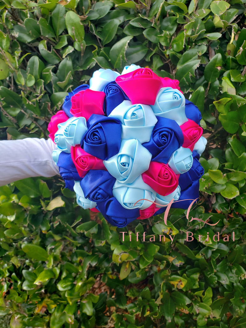 Navy Blue|Fuschia|LightBlue|Wedding Bouquet|Brooch Bouquet|Bridal Bouquet|Keepsake Bouquet |Toss Bouquet|Wedding Flowers|Bridesmaid| Bouquet
