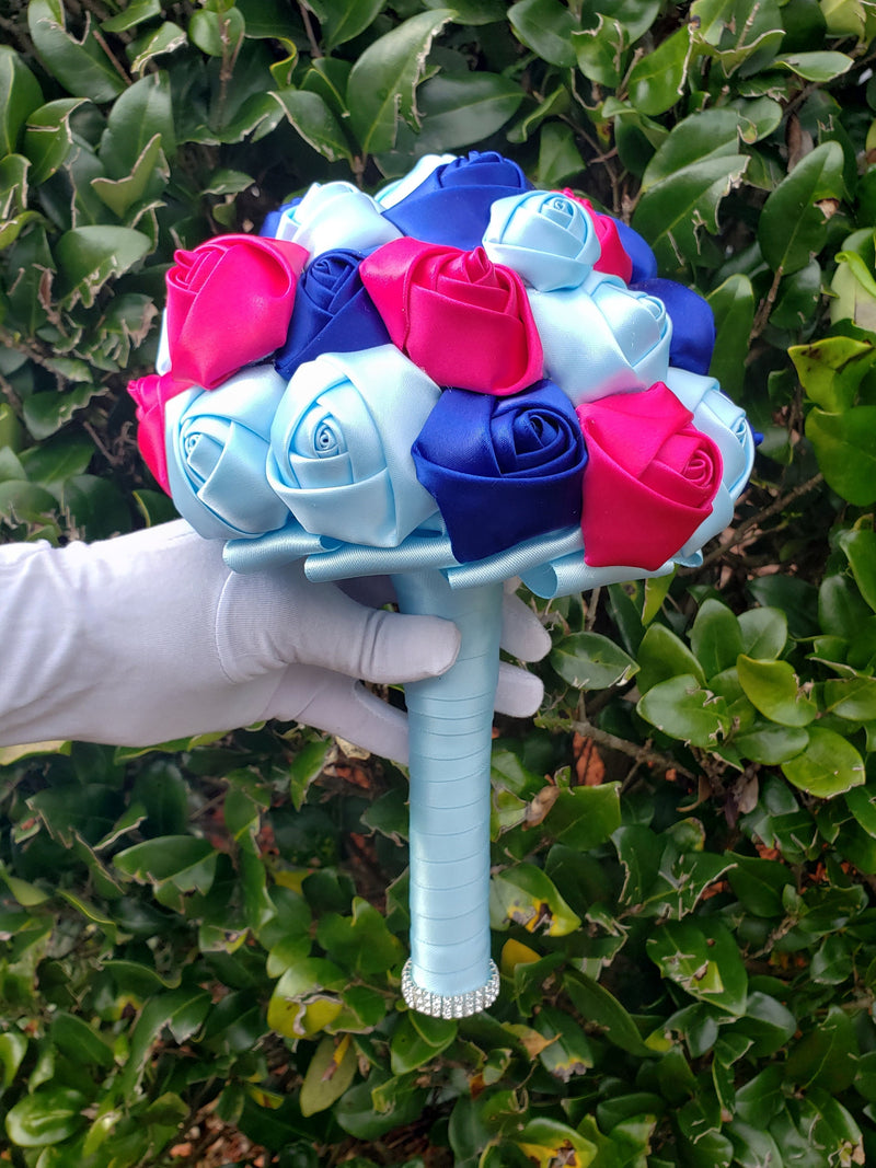 Navy Blue|Fuschia|LightBlue|Wedding Bouquet|Brooch Bouquet|Bridal Bouquet|Keepsake Bouquet |Toss Bouquet|Wedding Flowers|Bridesmaid| Bouquet