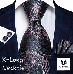 Men's Silk Necktie Set, Extra Long 63" AT002