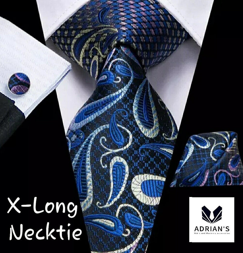 Men's Silk Necktie Set, Extra Long 63" AT033