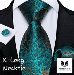 Men's Silk Necktie Set, Extra Long 63" AT026