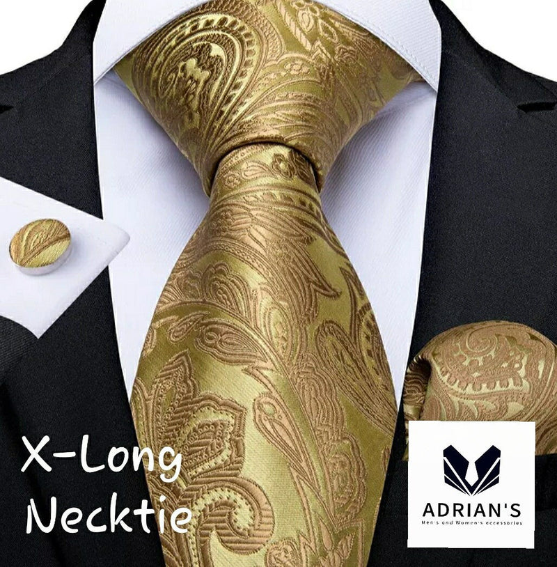 Men's Silk Necktie Set, Extra Long 63" AT027