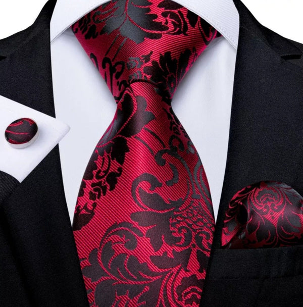 Men's Silk Necktie | Pocket Square | Woven Cufflink Set AT047