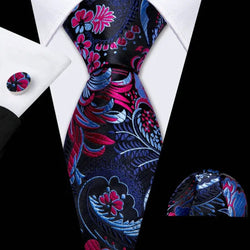 Men's Silk Necktie | Pocket Square | Woven Cufflink Set AT017