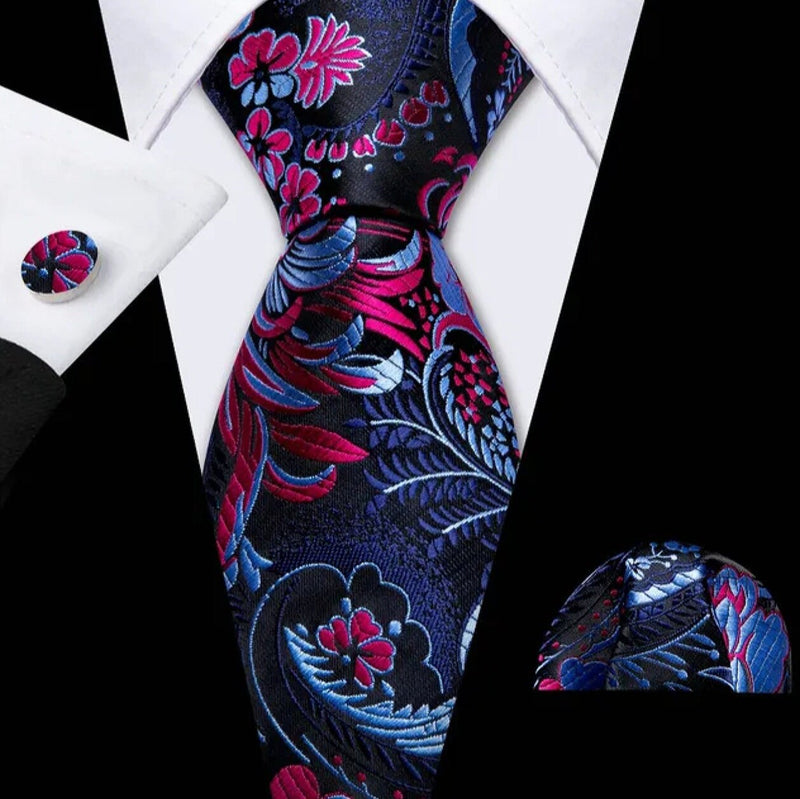 Men's Silk Necktie | Pocket Square | Woven Cufflink Set AT017