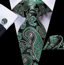 Men's Silk Necktie | Pocket Square | Woven Cufflink Set AT022