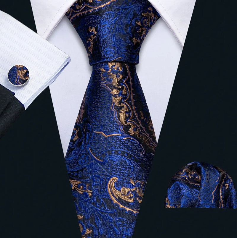 Men's Silk Necktie | Pocket Square | Woven Cufflink Set AT013