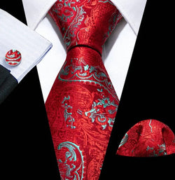 Men's Silk Necktie | Pocket Square | Woven Cufflink Set AT011