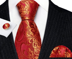 Men's Silk Necktie | Pocket Square | Woven Cufflink Set AT010