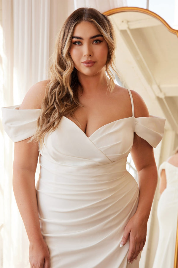 OFF THE SHOULDER CREPE GOWN