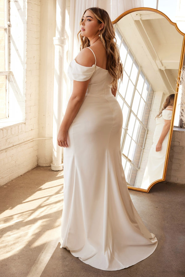 OFF THE SHOULDER CREPE GOWN